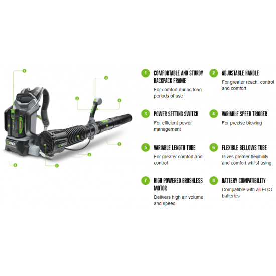 EGO LB6000E Professional backpack blower (1020m­­³/h)