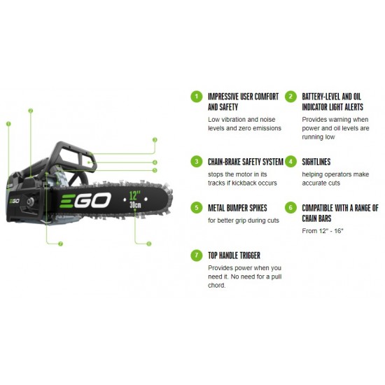 EGO CSX3000 30cm Top-handle arborist-specialist saw